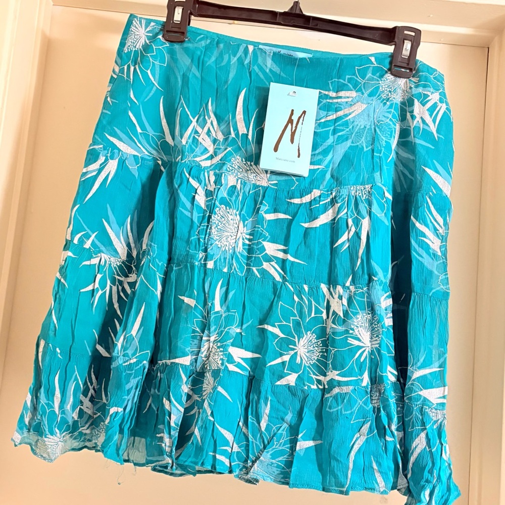 Marciano Turquoise Floral Mini Skirt